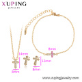 65012 xuping 18k gold plated fashion cross 3-piece jewelry sets for women